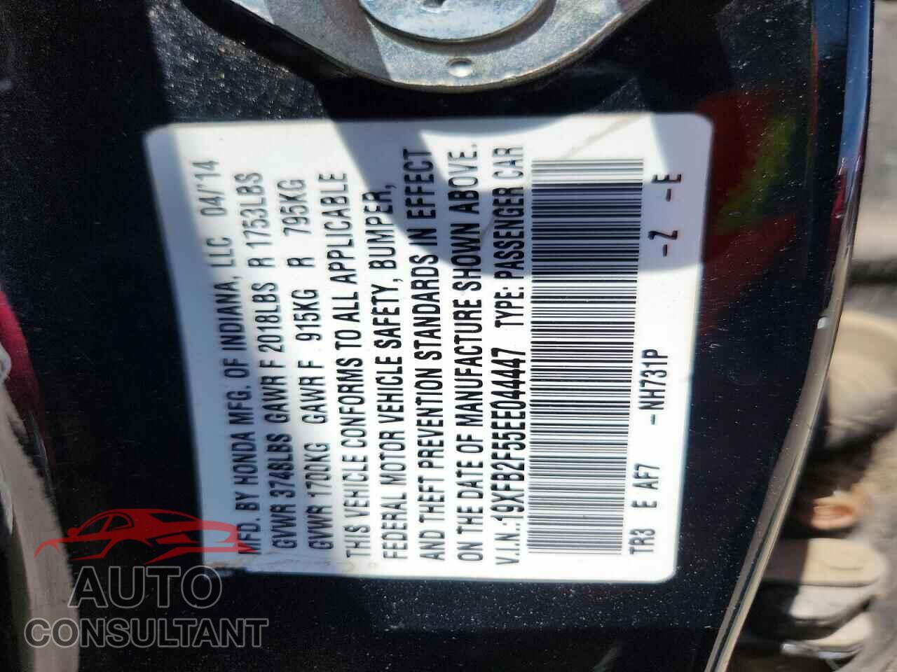 HONDA CIVIC 2014 - 19XFB2F55EE044447