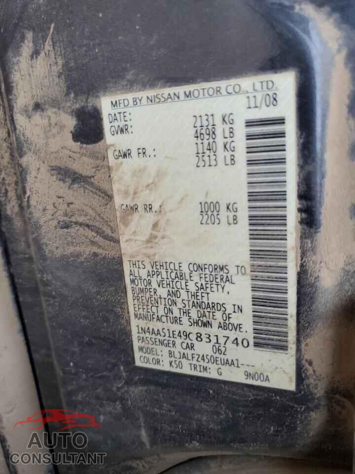 NISSAN MAXIMA 2009 - 1N4AA51E49C831740