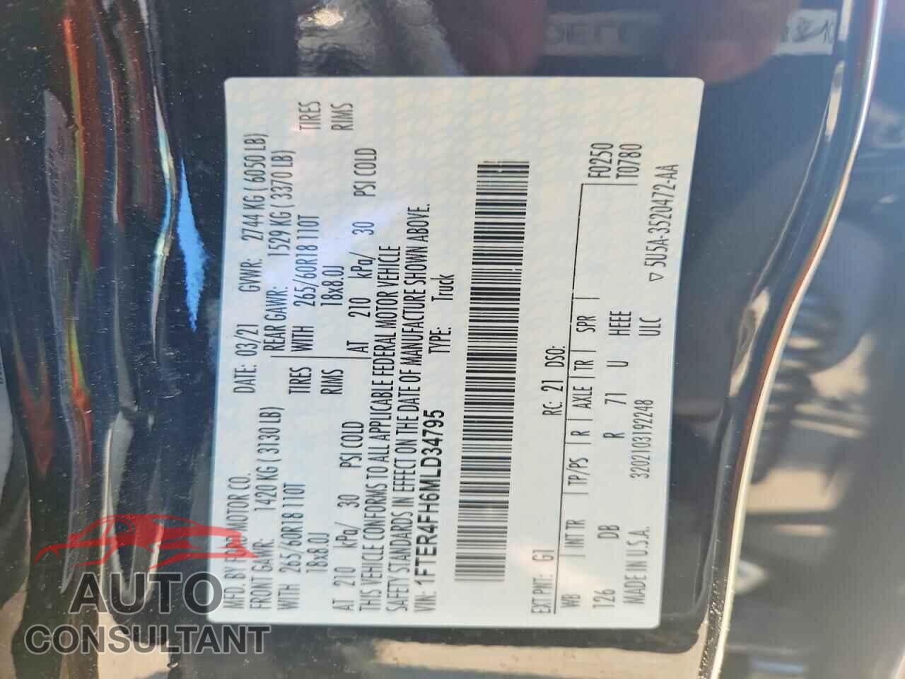 FORD RANGER 2021 - 1FTER4FH6MLD34795