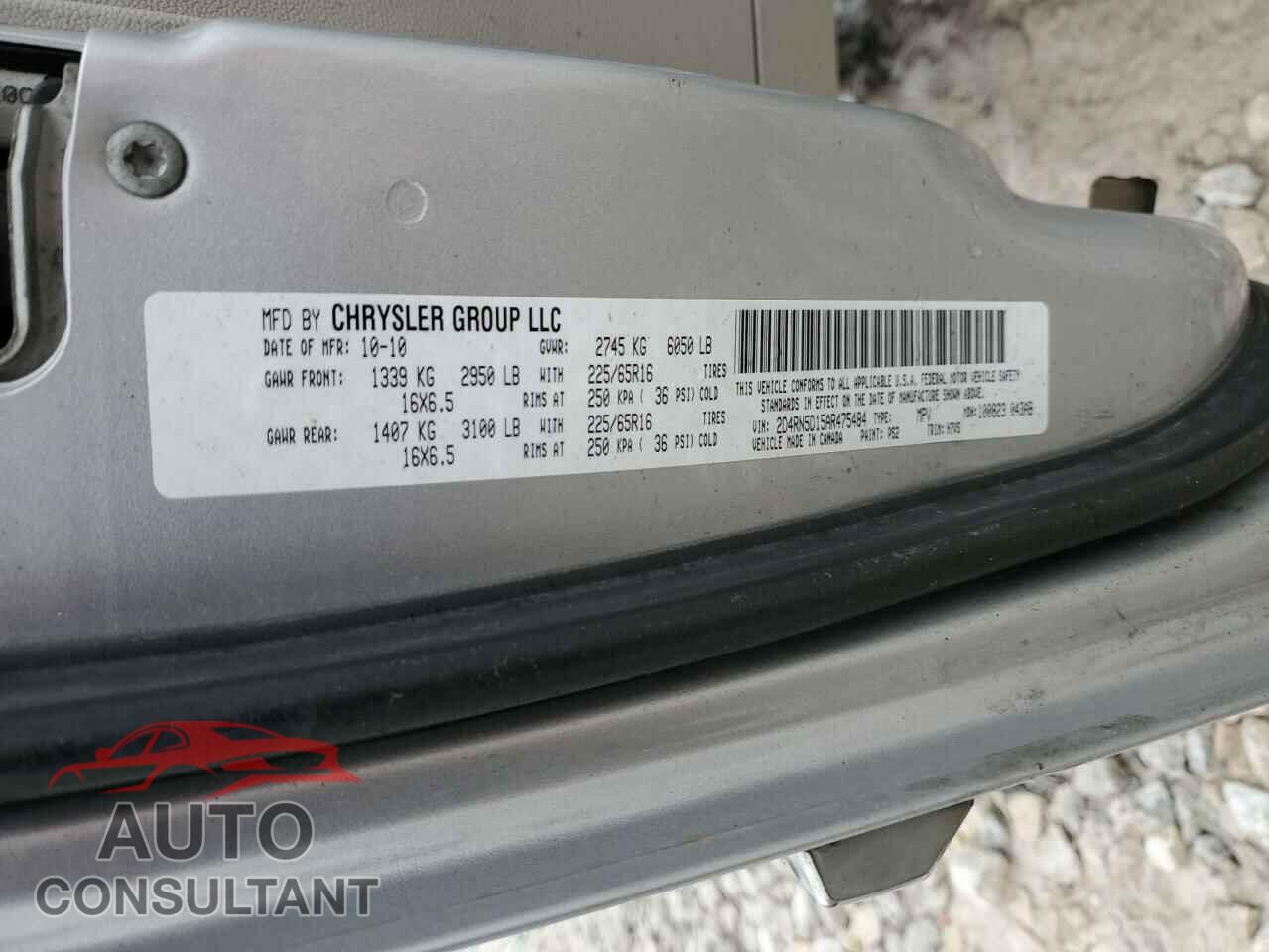 DODGE CARAVAN 2010 - 2D4RN5D15AR475484