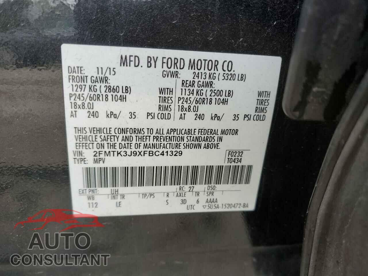 FORD EDGE 2015 - 2FMTK3J9XFBC41329
