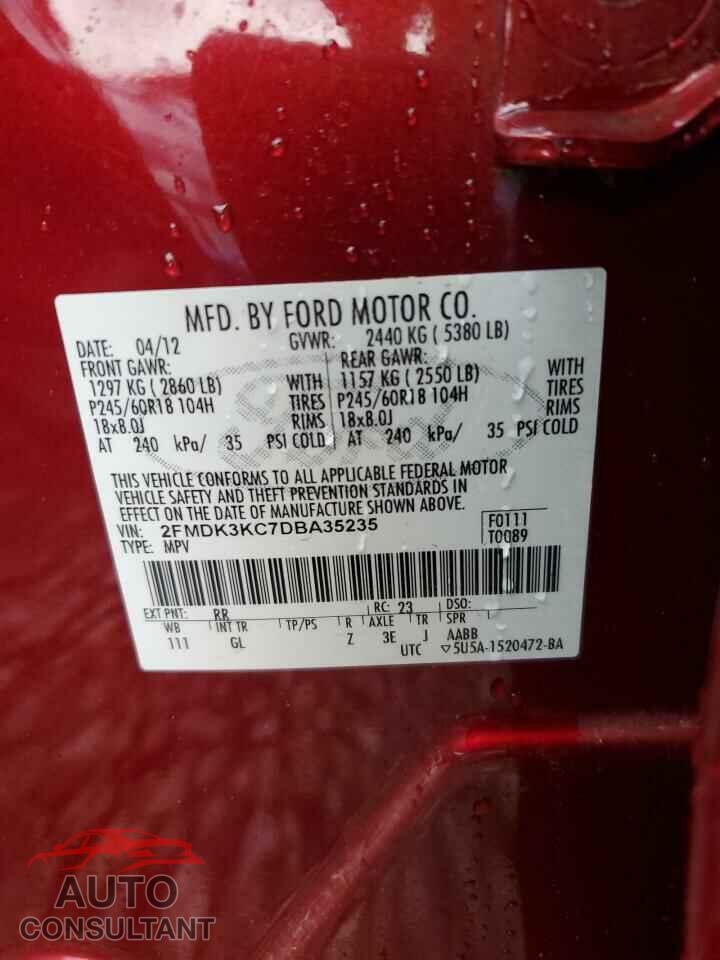 FORD EDGE 2013 - 2FMDK3KC7DBA35235