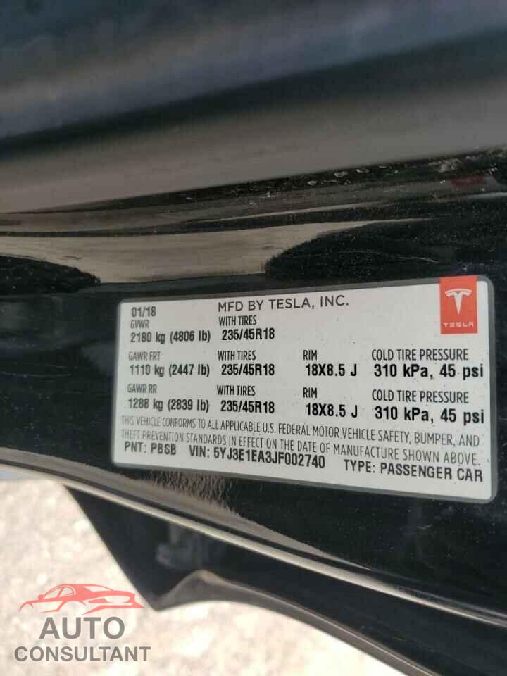 TESLA MODEL 3 2018 - 5YJ3E1EA3JF002740