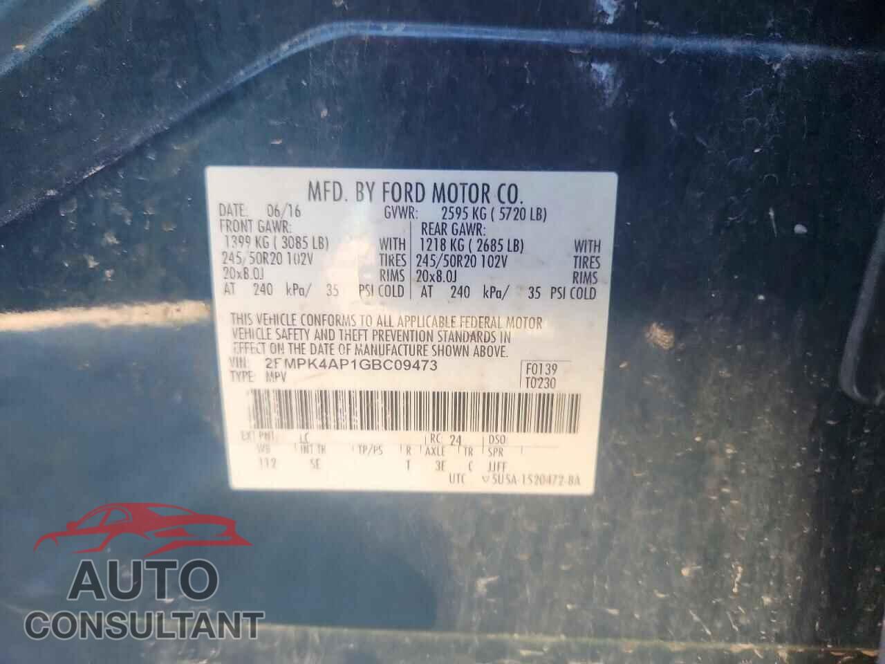 FORD EDGE 2016 - 2FMPK4AP1GBC09473