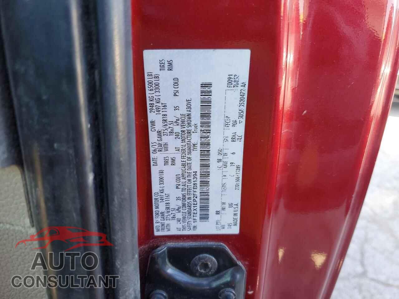 FORD F150 2015 - 1FTEX1EP2FFB81394
