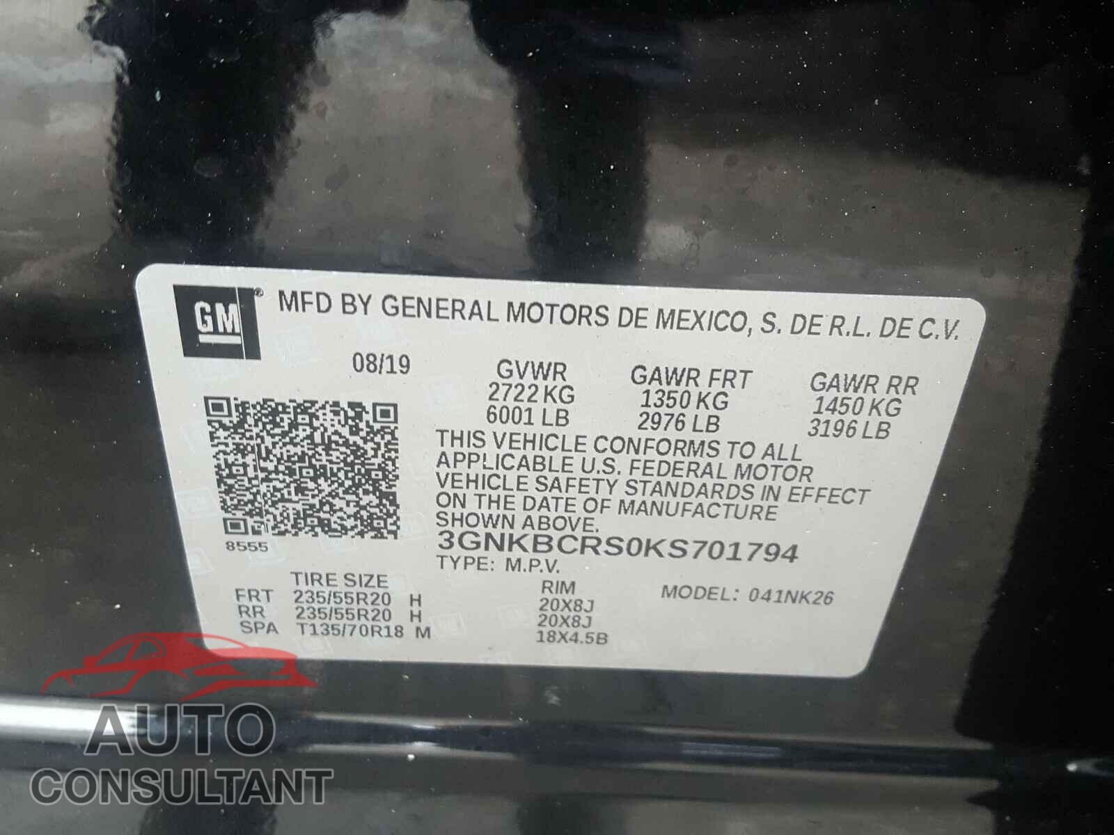 CHEVROLET BLAZER 2LT 2019 - 3GNKBCRS0KS701794
