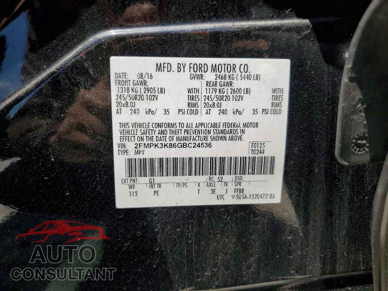 FORD EDGE 2016 - 2FMPK3K86GBC24536