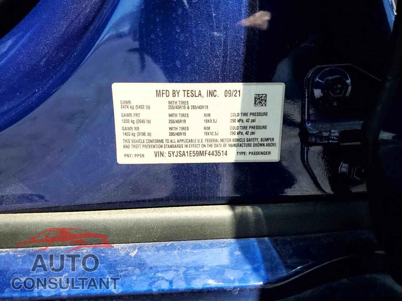 TESLA MODEL S 2021 - 5YJSA1E59MF443514