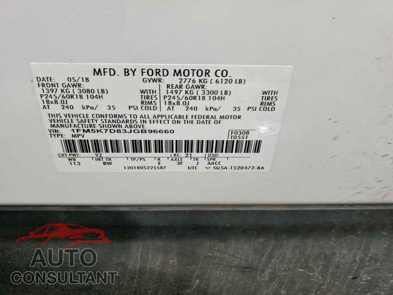 FORD EXPLORER 2018 - 1FM5K7D83JGB96660