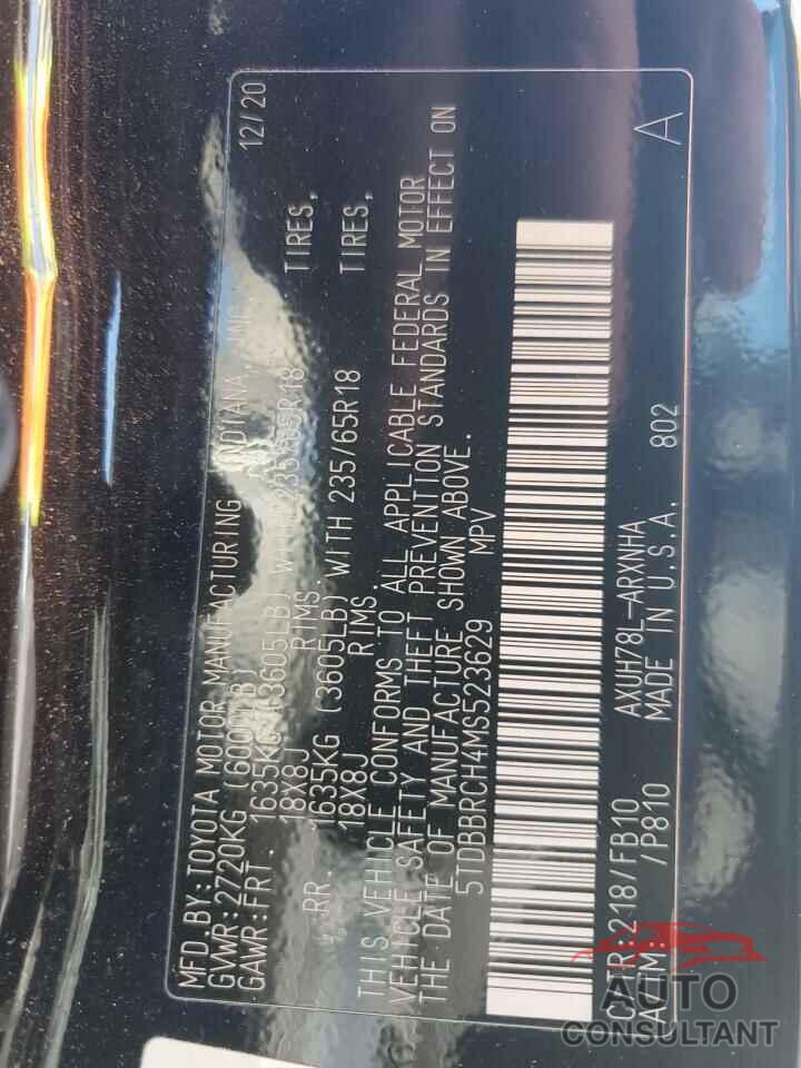 TOYOTA HIGHLANDER 2021 - 5TDBBRCH4MS523629