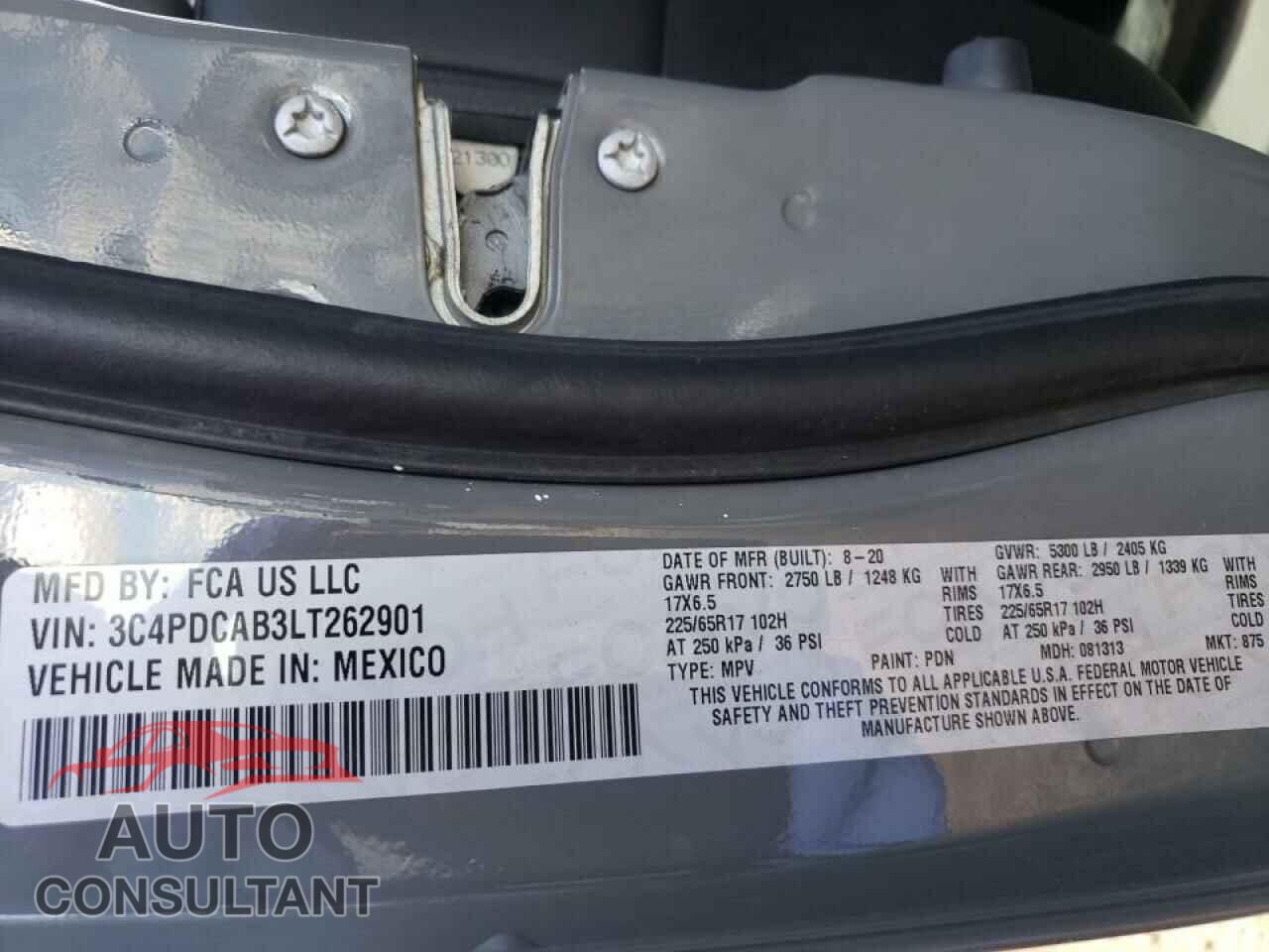 DODGE JOURNEY 2020 - 3C4PDCAB3LT262901