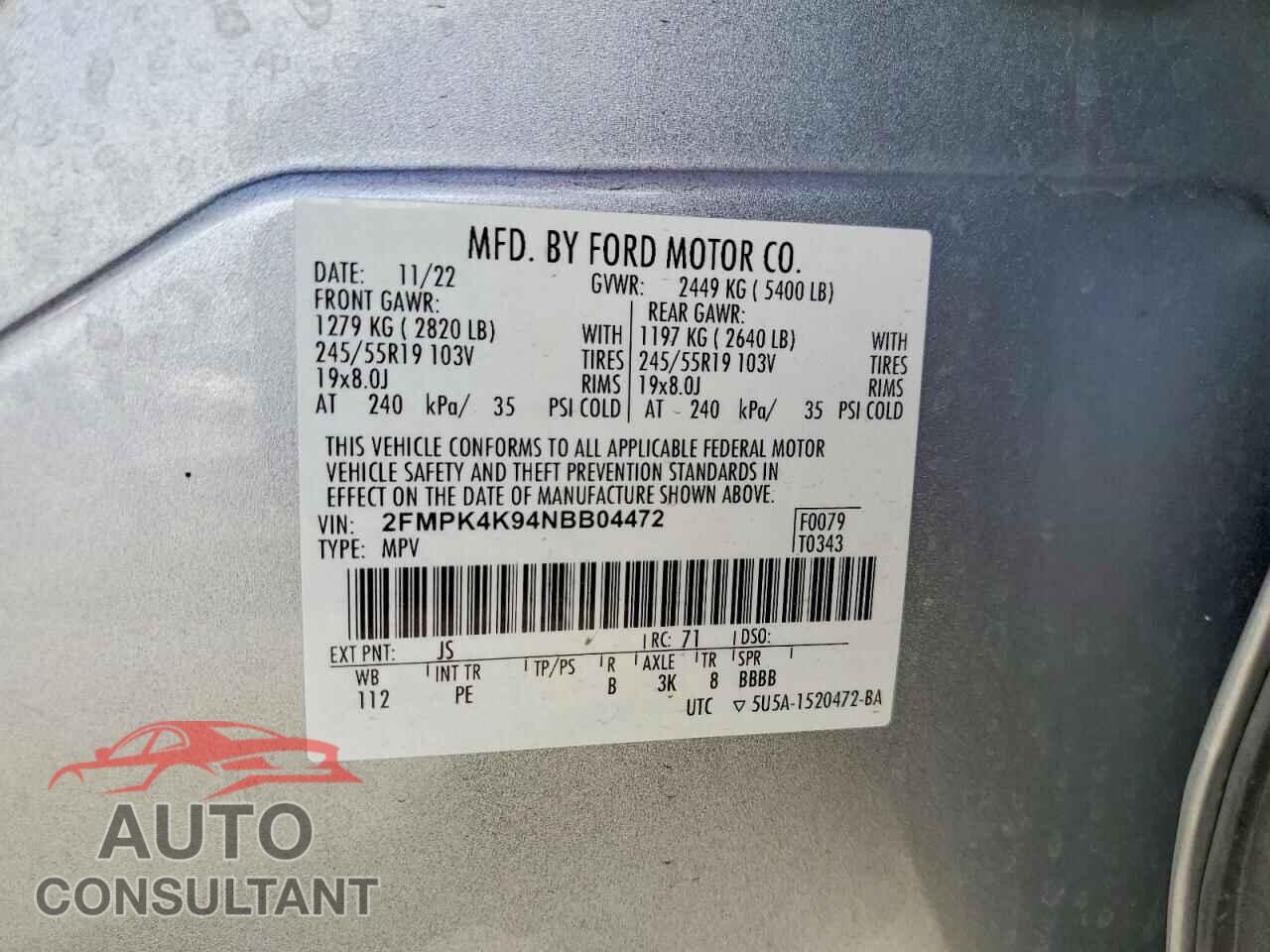 FORD EDGE 2022 - 2FMPK4K94NBB04472