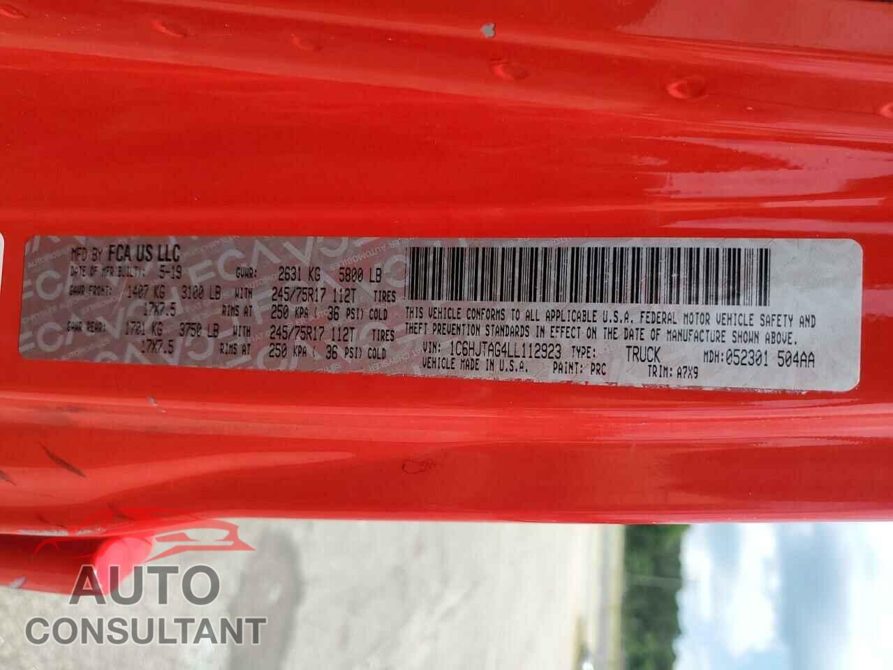 JEEP GLADIATOR 2020 - 1C6HJTAG4LL112923