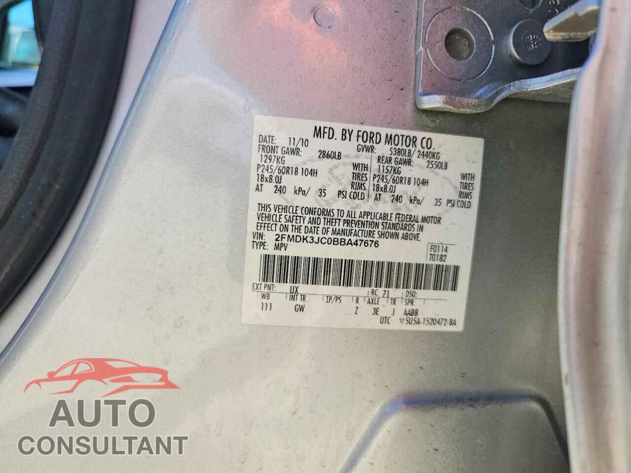 FORD EDGE 2011 - 2FMDK3JC0BBA47676