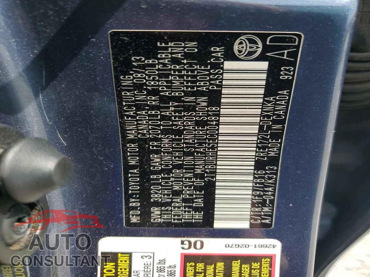 TOYOTA COROLLA 2014 - 2T1BURHE5EC004818