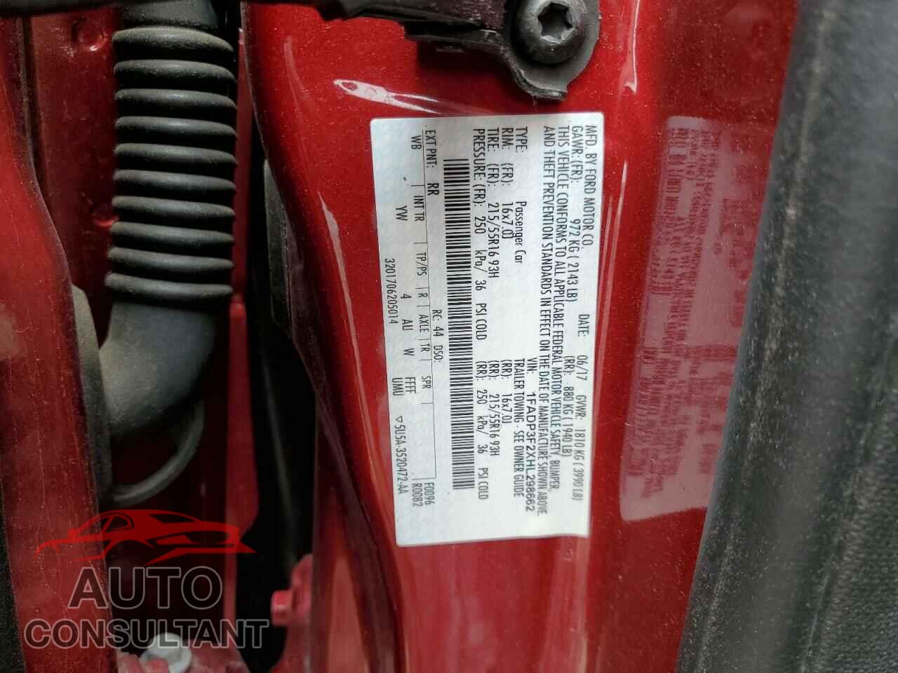 FORD FOCUS 2017 - 1FADP3F2XHL298662