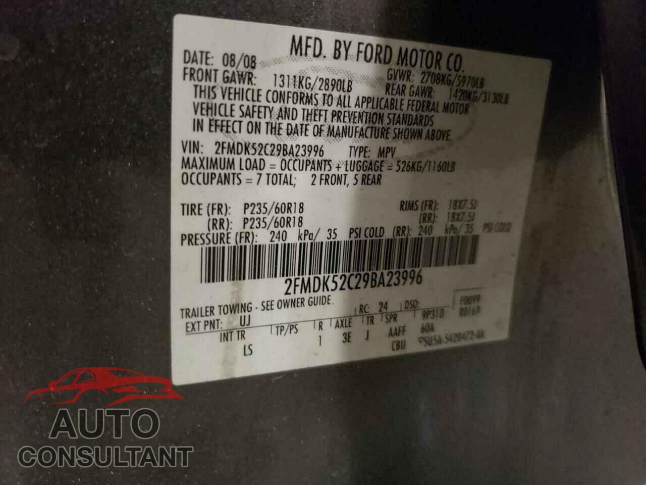 FORD FLEX 2009 - 2FMDK52C29BA23996