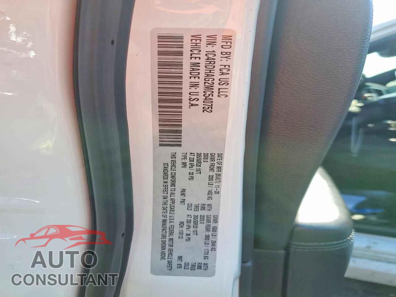 DODGE DURANGO 2021 - 1C4RDHAG2MC540752