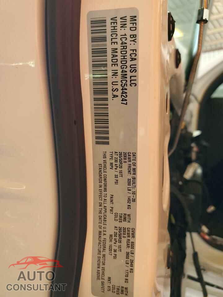 DODGE DURANGO 2021 - 1C4RDHDG4MC544247