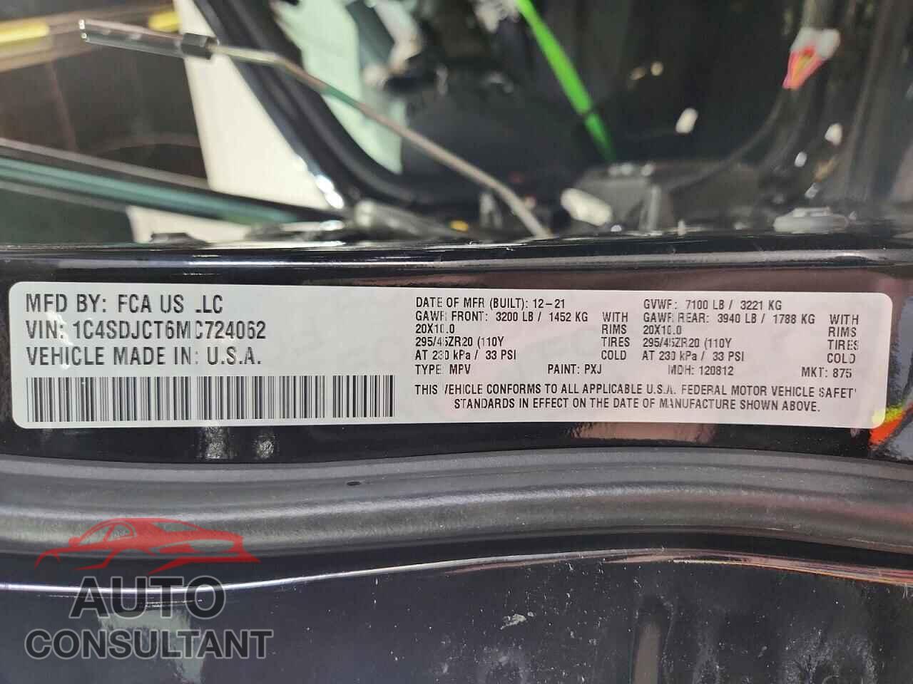 DODGE DURANGO 2021 - 1C4SDJCT6MC724062