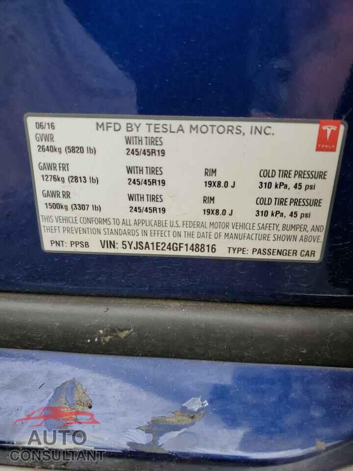 TESLA MODEL S 2016 - 5YJSA1E24GF148816