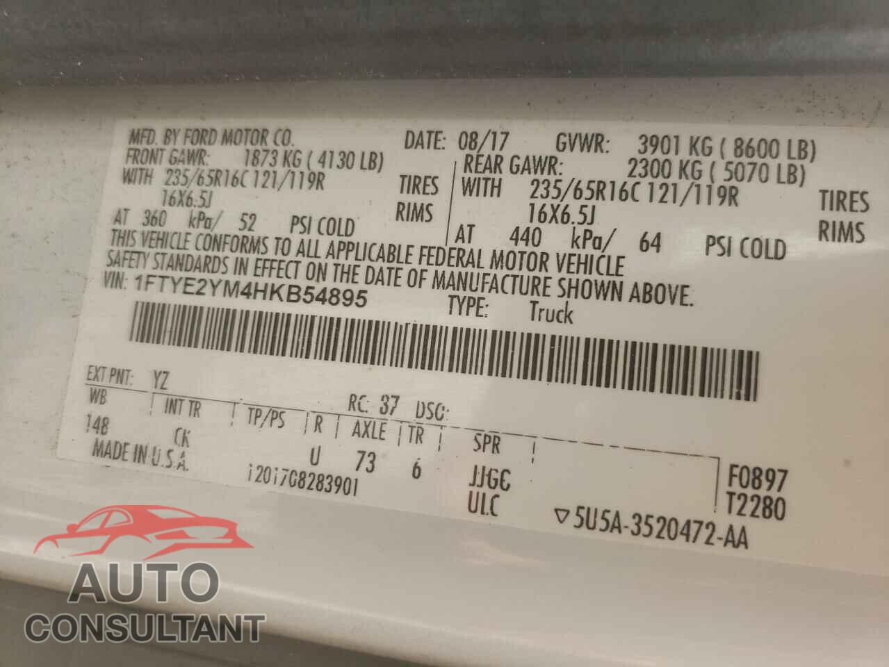FORD TRANSIT 2017 - 1FTYE2YM4HKB54895