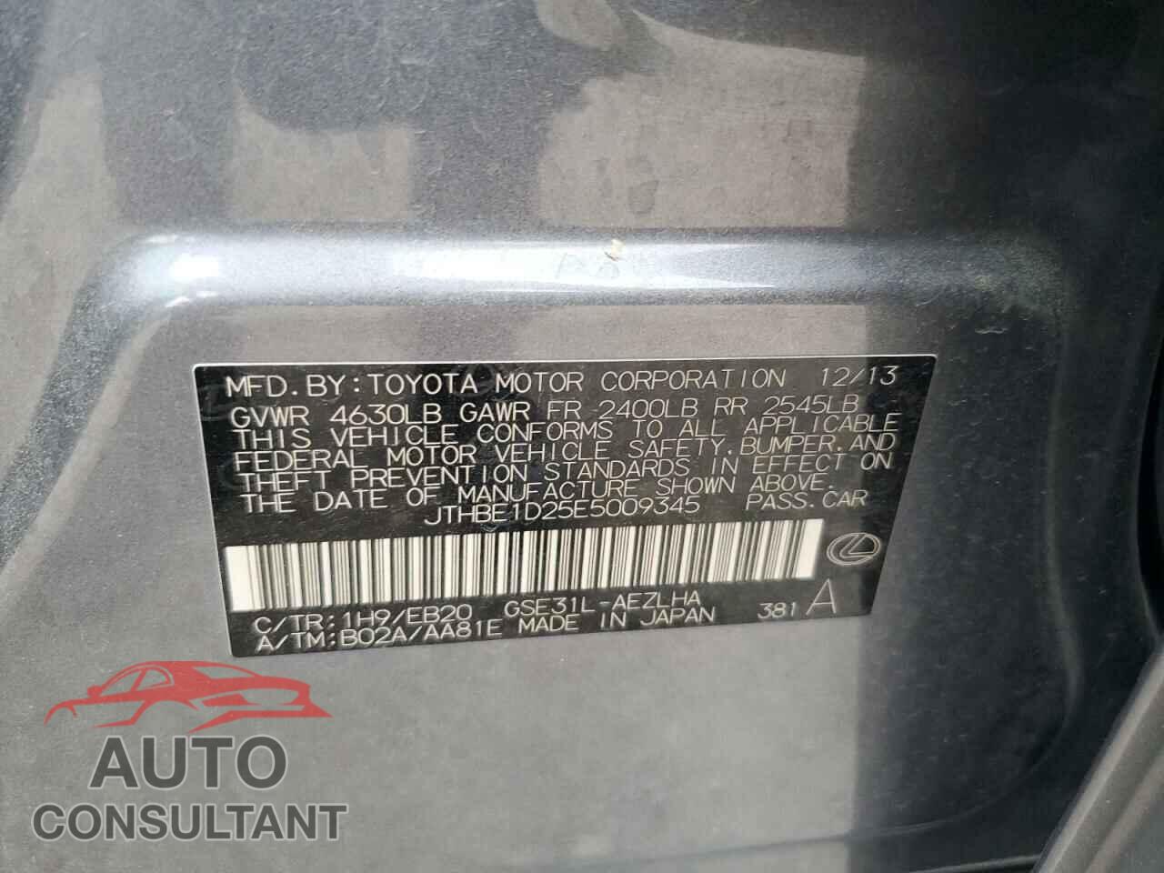 LEXUS IS 2014 - JTHBE1D25E5009345