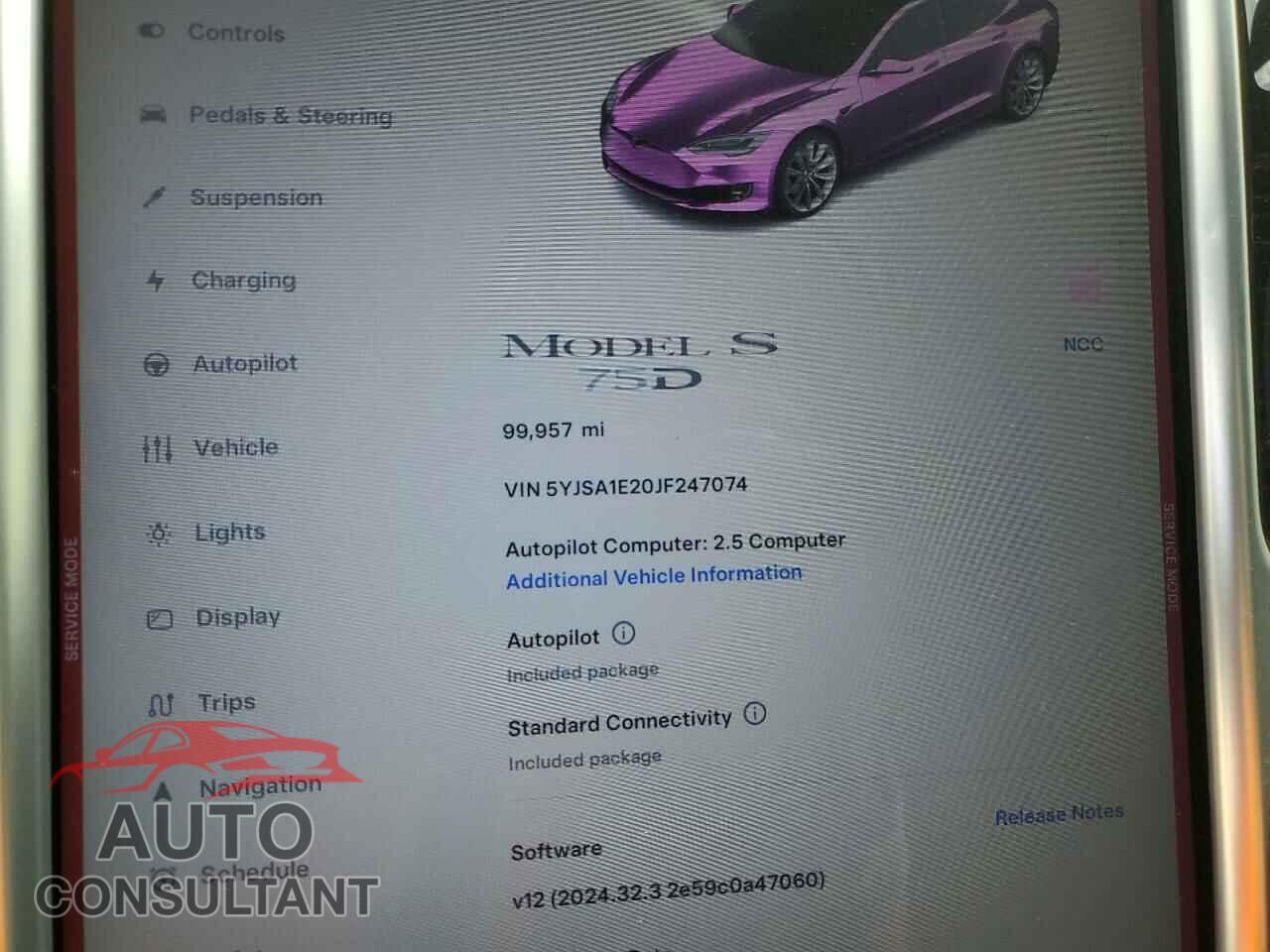 TESLA MODEL S 2018 - 5YJSA1E20JF247074