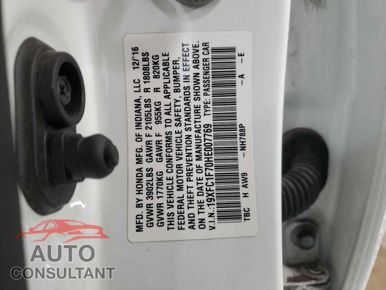 HONDA CIVIC 2017 - 19XFC1F70HE007769