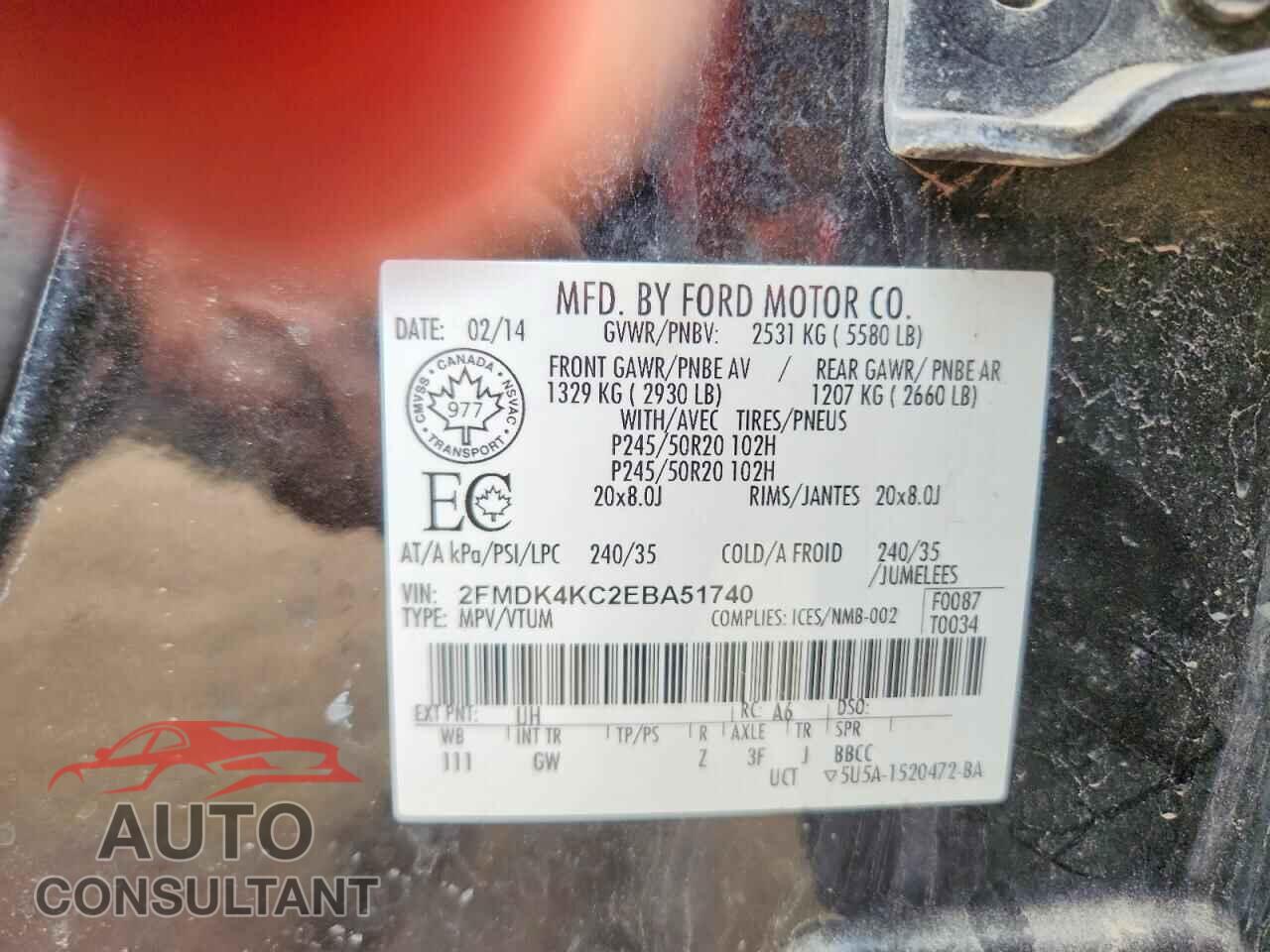 FORD EDGE 2014 - 2FMDK4KC2EBA51740