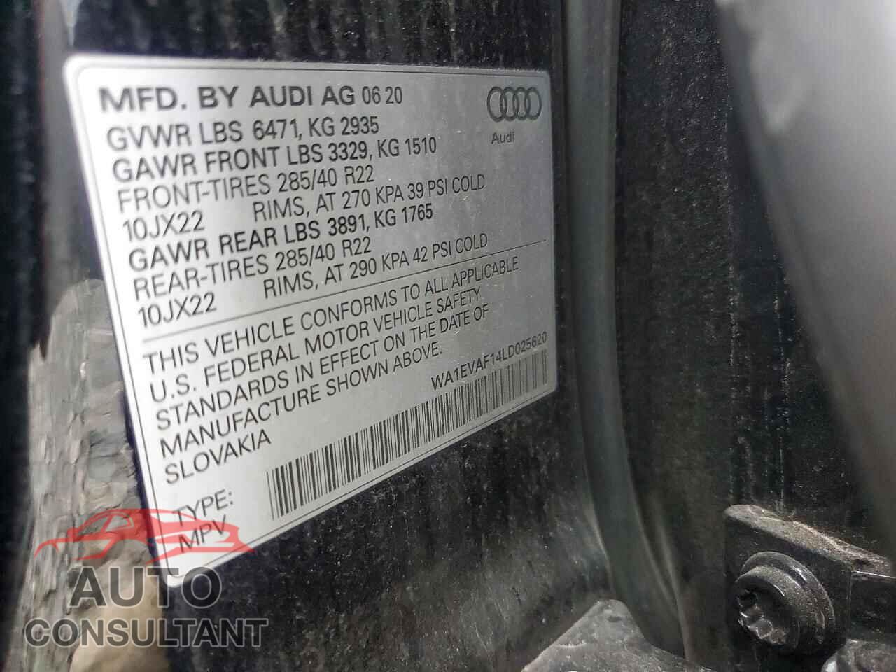 AUDI Q8 2020 - WA1EVAF14LD025620