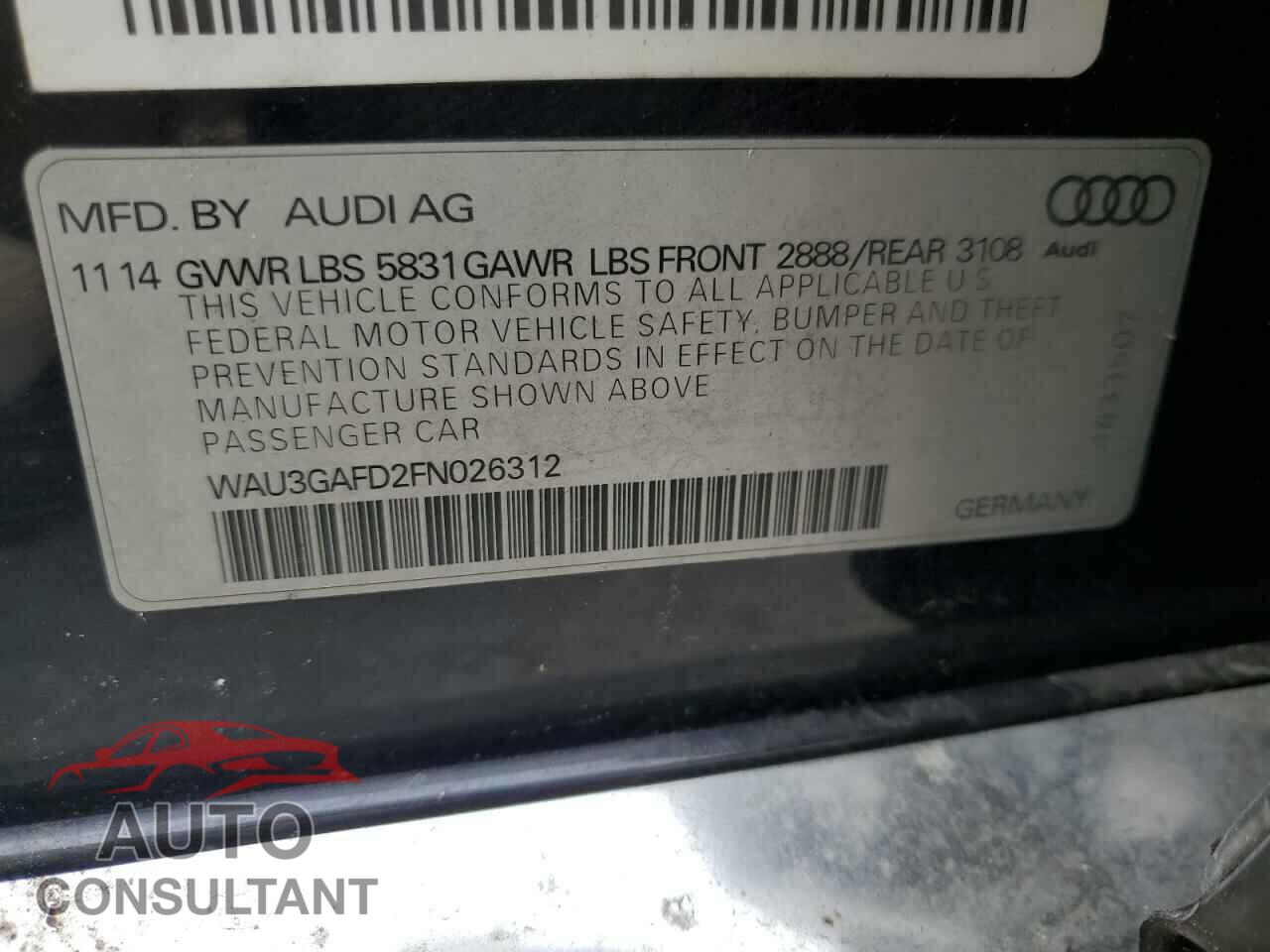 AUDI A8 2015 - WAU3GAFD2FN026312