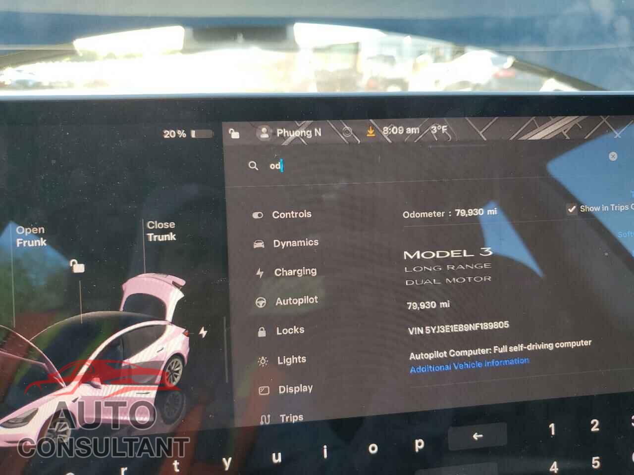 TESLA MODEL 3 2022 - 5YJ3E1EB9NF189805