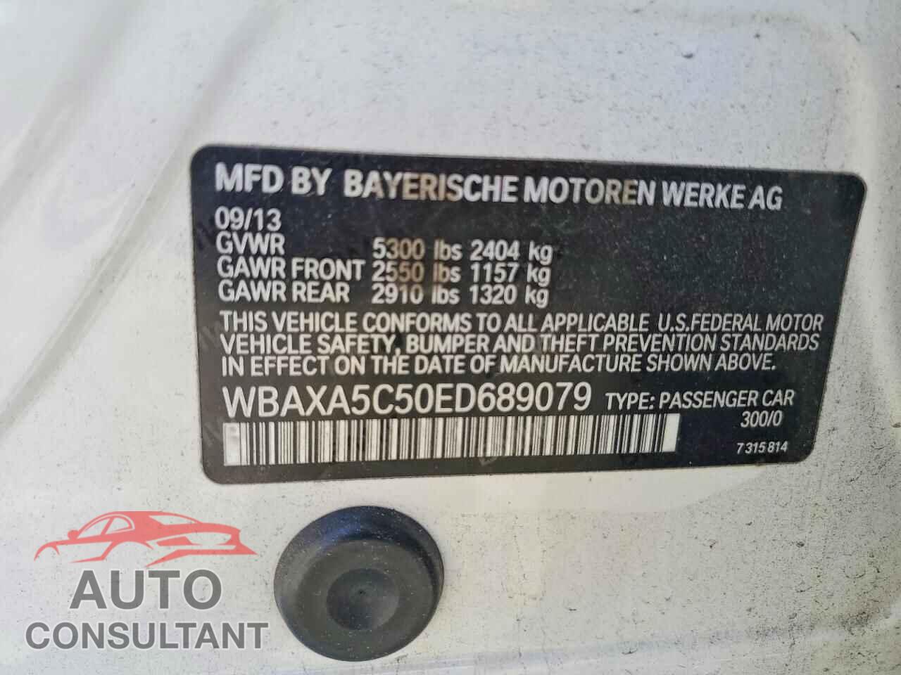 BMW 5 SERIES 2014 - WBAXA5C50ED689079