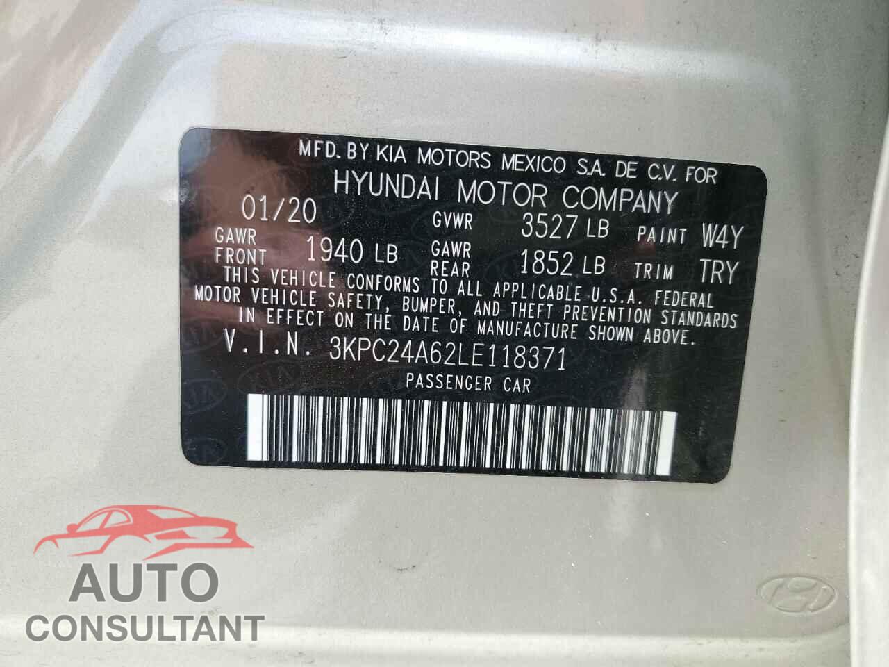 HYUNDAI ACCENT 2020 - 3KPC24A62LE118371