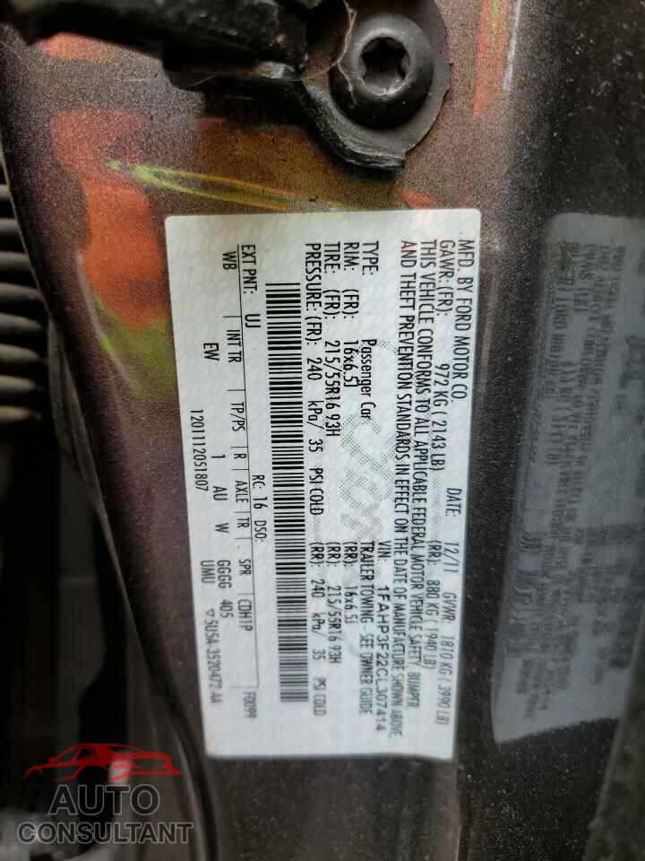 FORD FOCUS 2012 - 1FAHP3F22CL307414