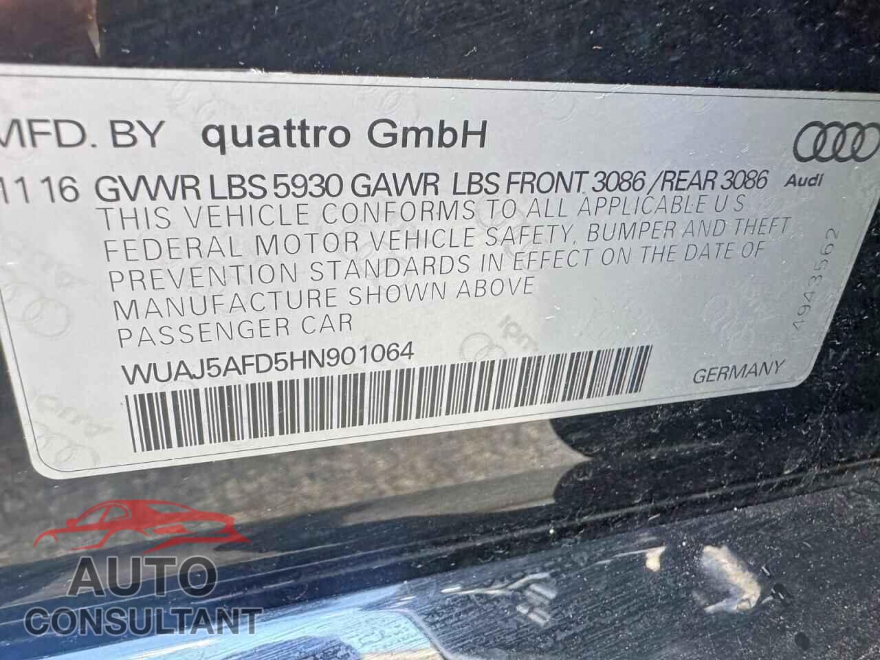 AUDI S8 2017 - WUAJ5AFD5HN901064