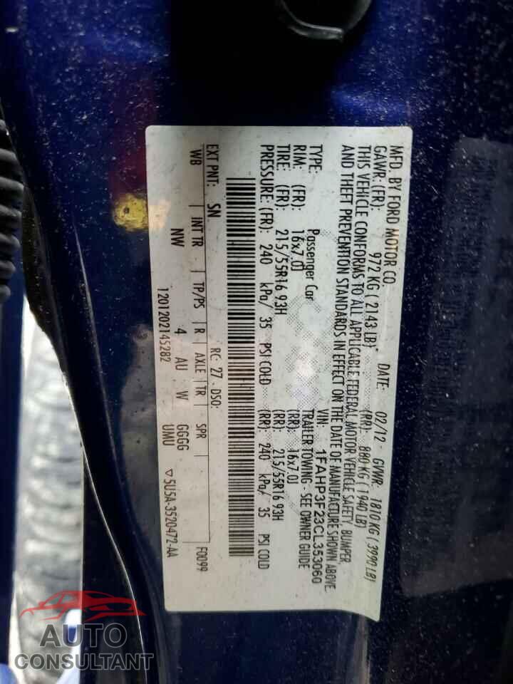 FORD FOCUS 2012 - 1FAHP3F23CL353060