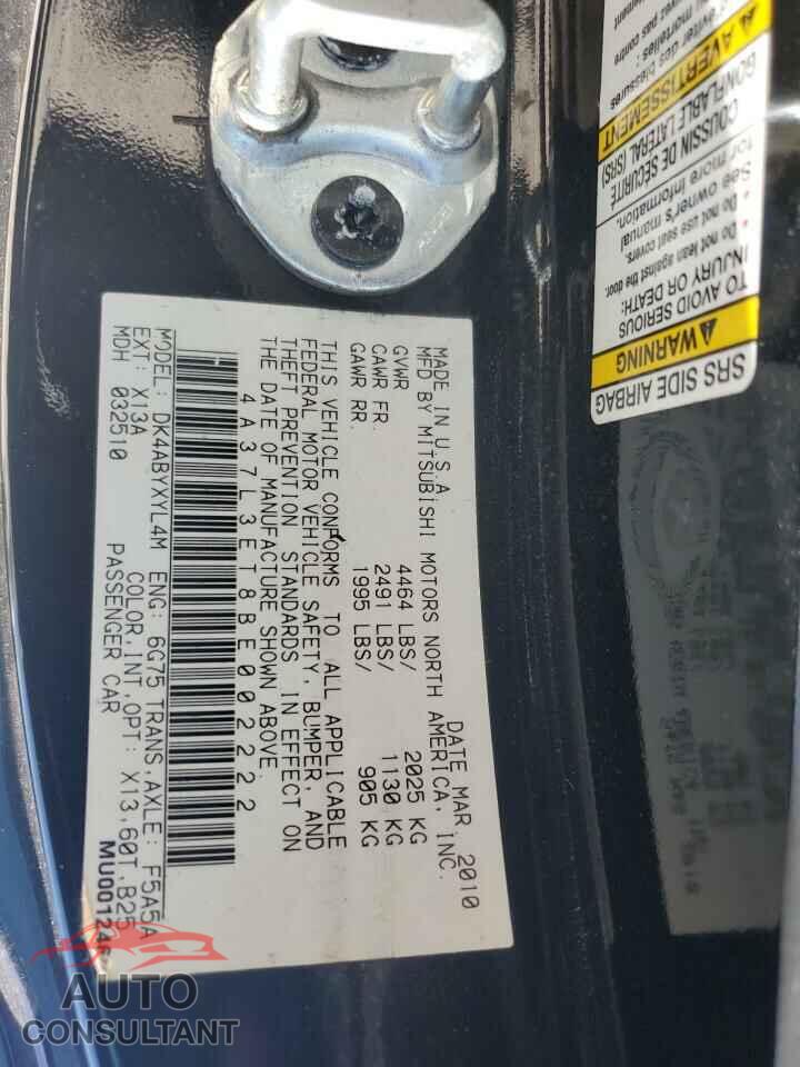 MITSUBISHI ECLIPSE 2011 - 4A37L3ET8BE002222
