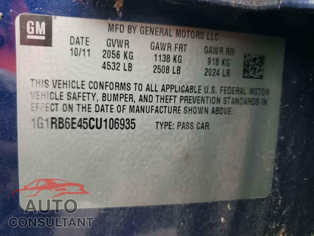 CHEVROLET VOLT 2012 - 1G1RB6E45CU106935