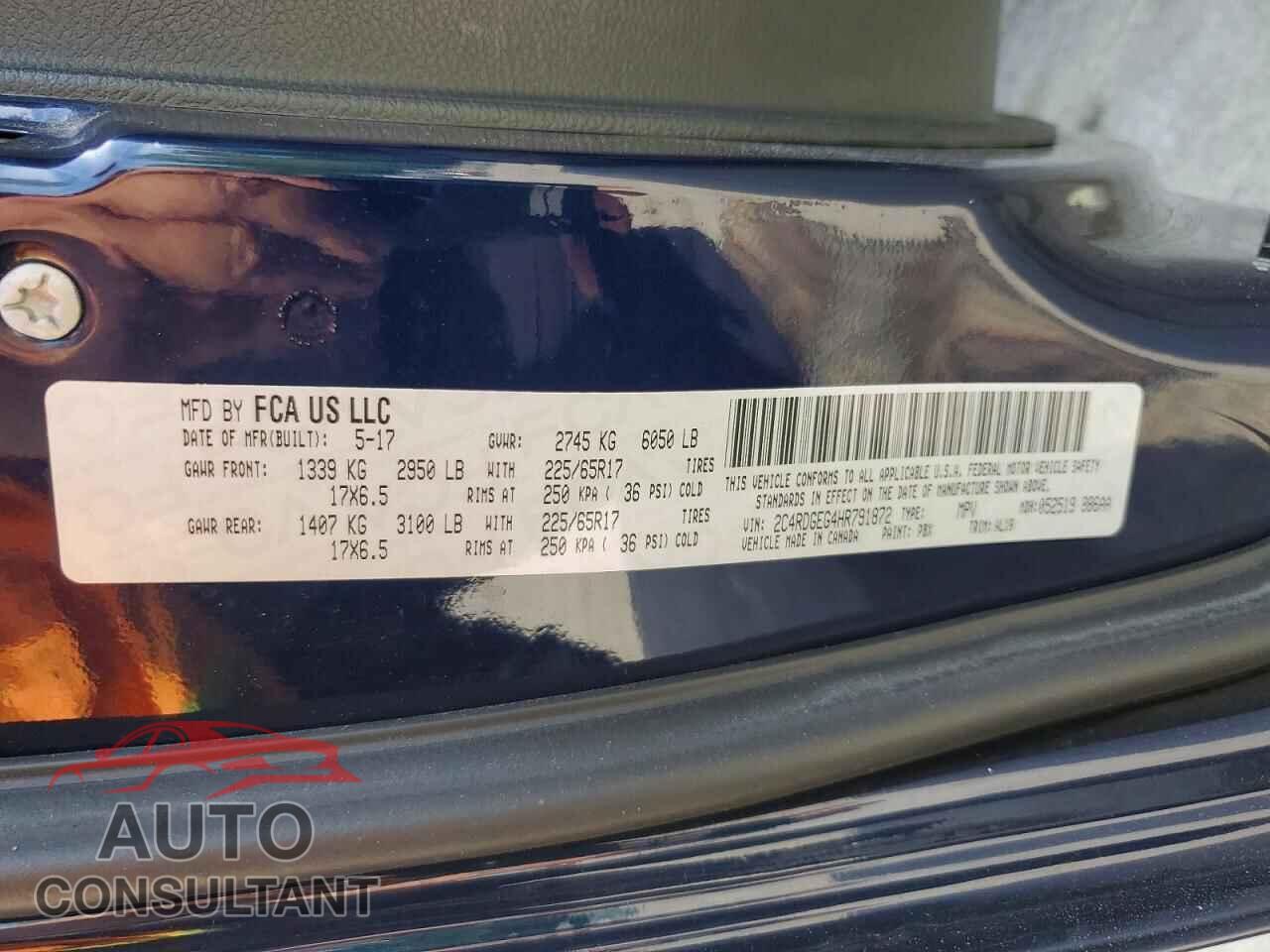 DODGE CARAVAN 2017 - 2C4RDGEG4HR791872