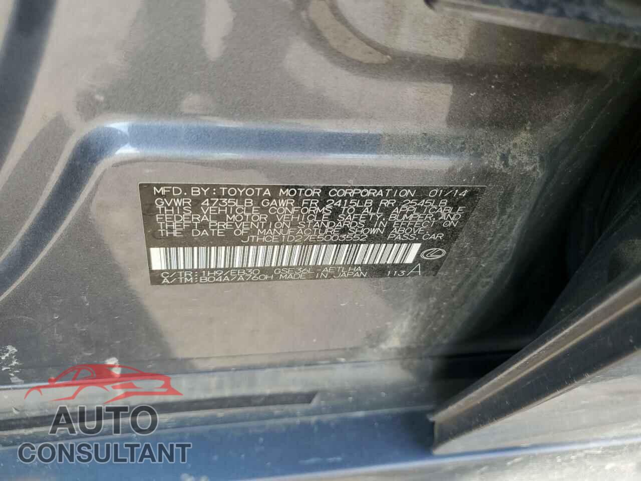 LEXUS IS 2014 - JTHCE1D27E5003552