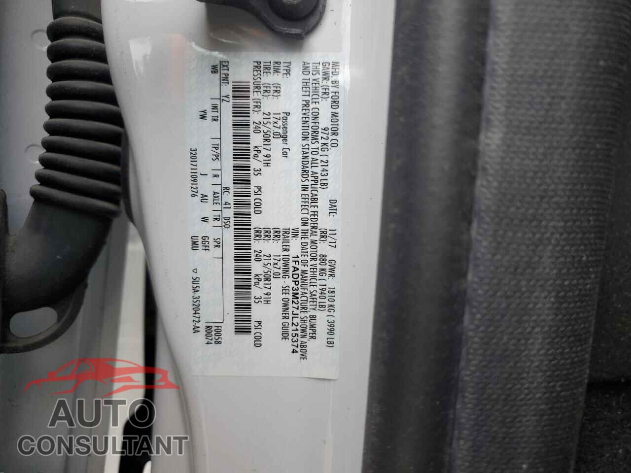 FORD FOCUS 2018 - 1FADP3M27JL215374