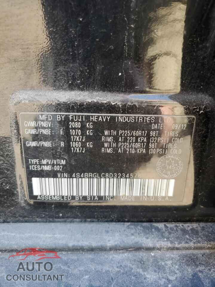 SUBARU OUTBACK 2013 - 4S4BRGLC8D3234576