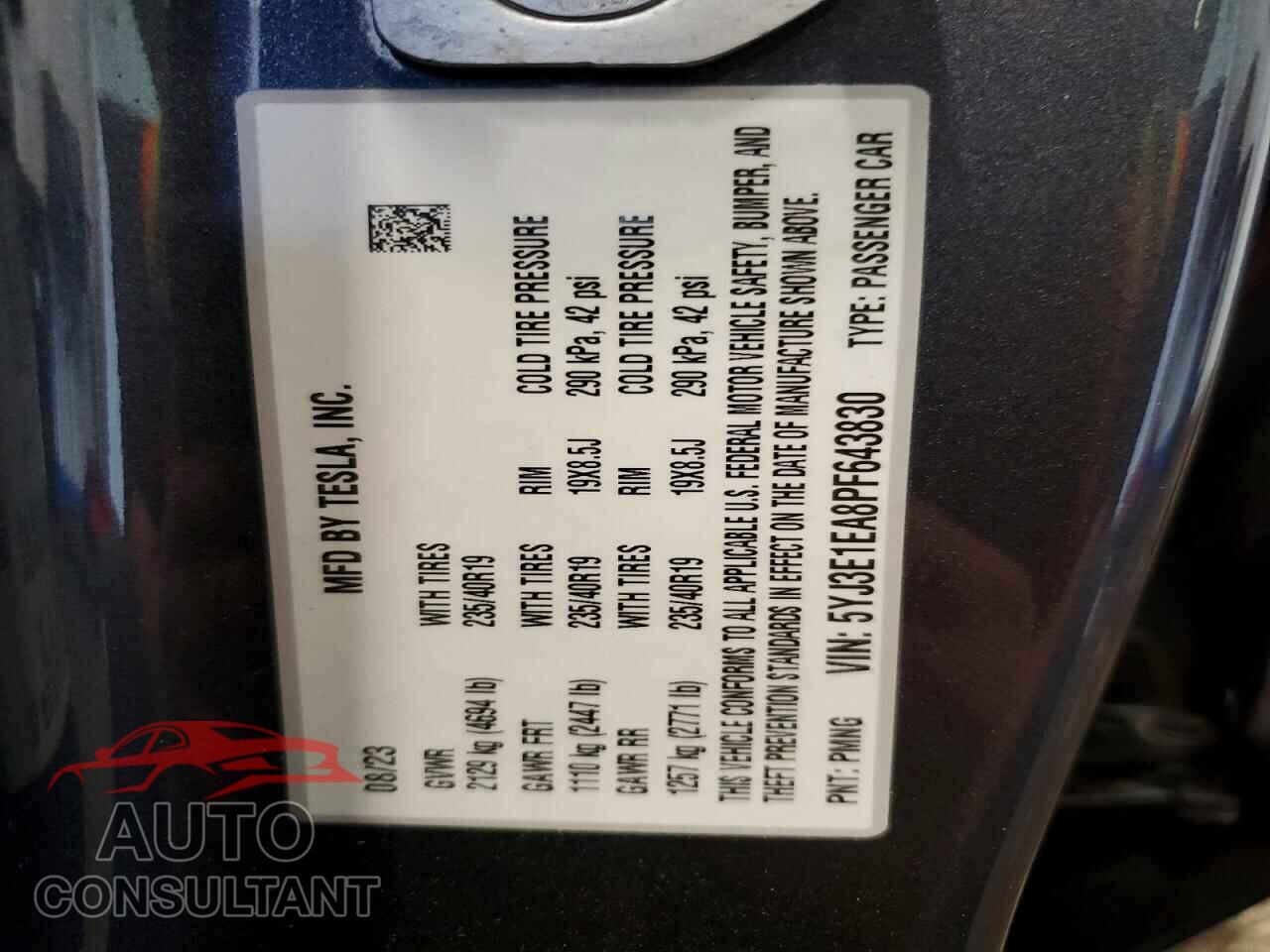 TESLA MODEL 3 2023 - 5YJ3E1EA8PF643830