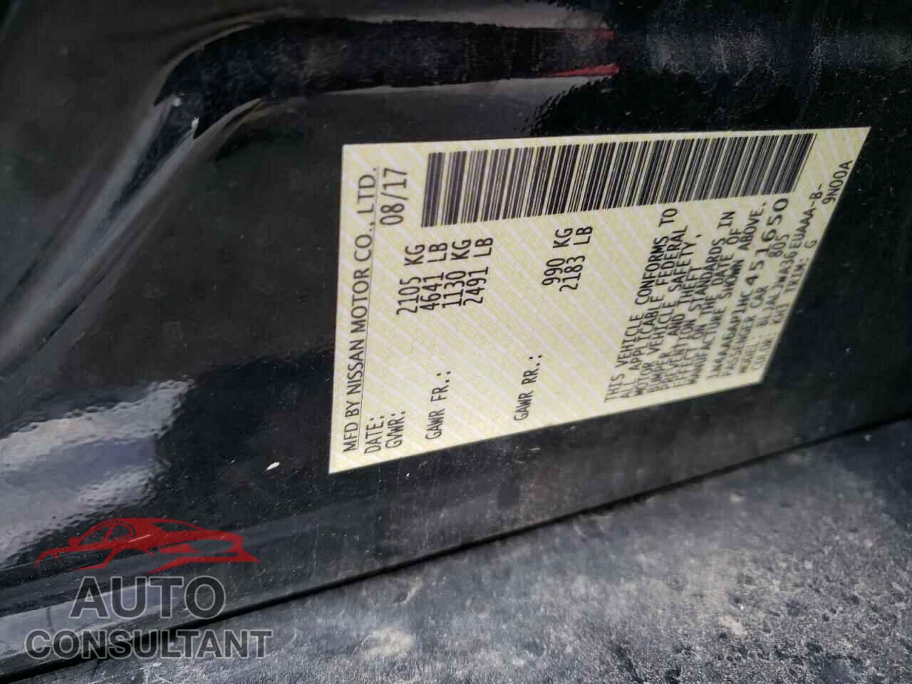 NISSAN MAXIMA 2017 - 1N4AA6AP1HC451650