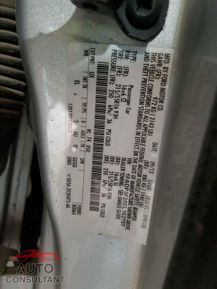 FORD FOCUS 2014 - 1FADP3F25EL162757