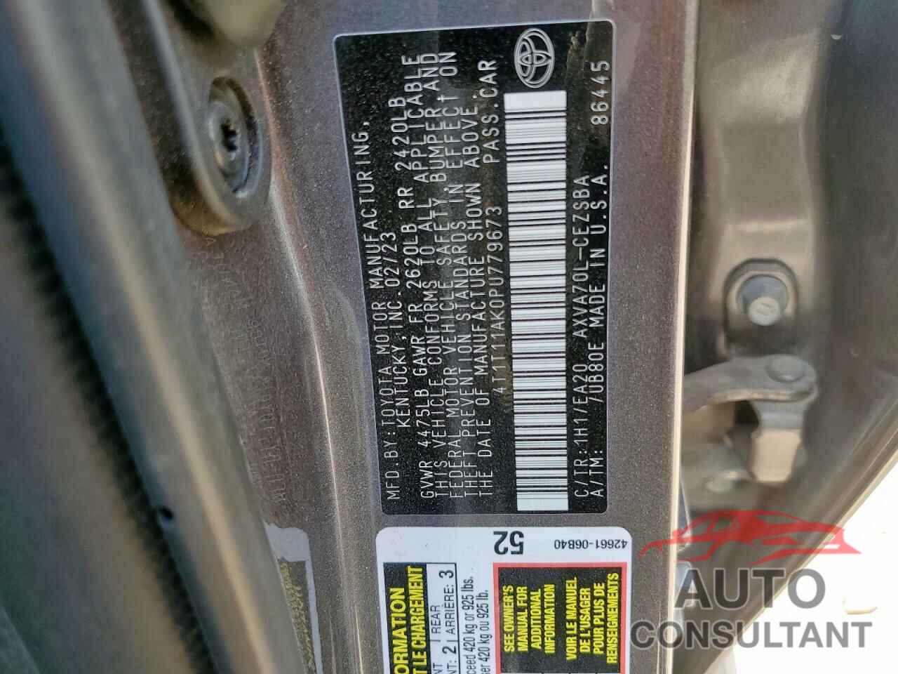 TOYOTA CAMRY 2023 - 4T1T11AK0PU779673
