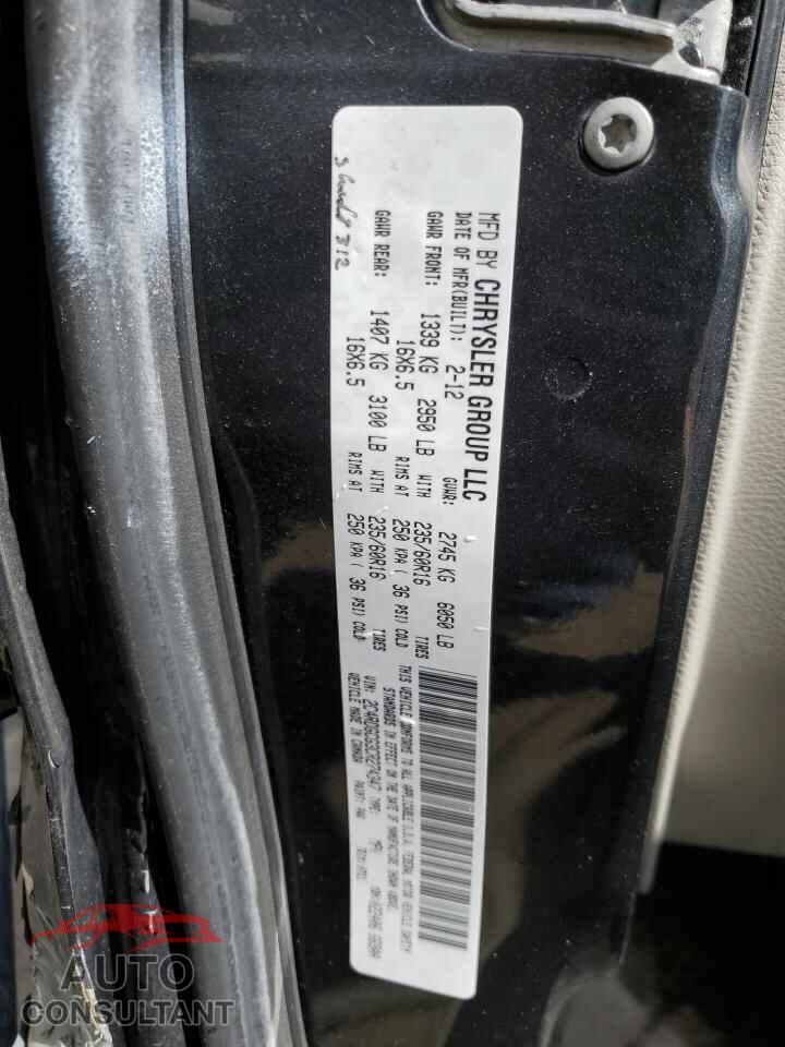 DODGE CARAVAN 2012 - 2C4RDGCG3CR274347