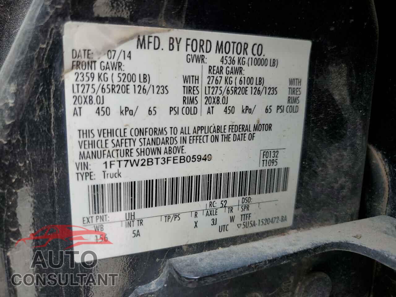 FORD F250 2015 - 1FT7W2BT3FEB05949